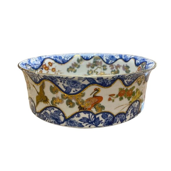 Rare Japanese Imari Hand Painted Porcelain Bowl with Floral and Birds Motifs - Picture 5 of 10